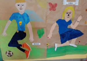 Rysunek wykonany przez dzieci - bohaterowie lektury "Dzieci z Bullerbyn"