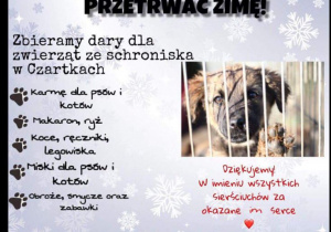 Plakat akcji "Pomóż zwierzętom przetrwać zimę"